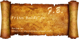 Frits Balázs névjegykártya